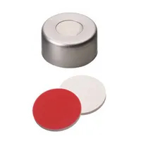 nd11-crimp-seals-alu-cap-clear-lacq-centre-hole-silicone-white-or-ptfe-red-ultraclean